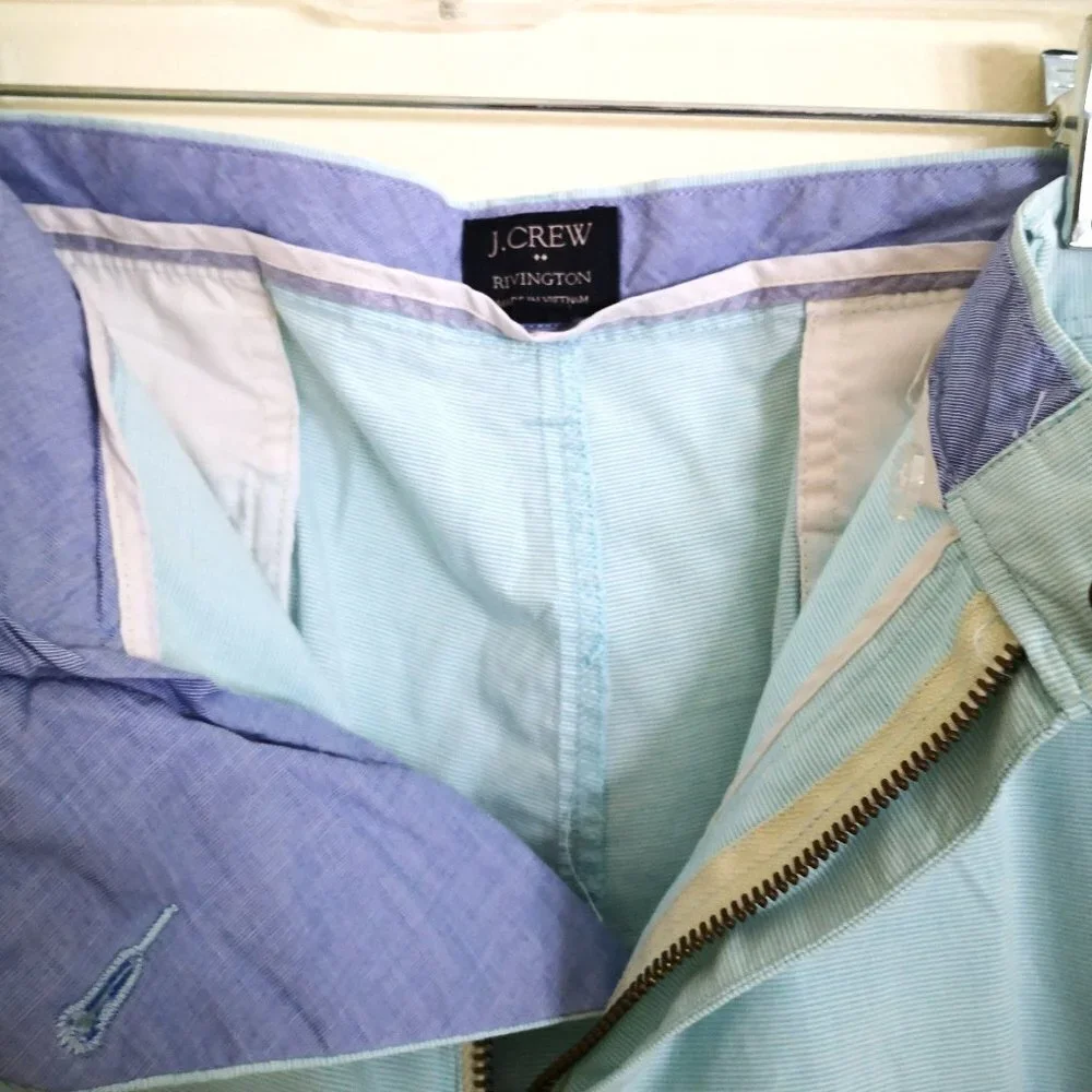 J. Crew Rivington Cotton Pinstripe‎ Shorts Mint Size 38W